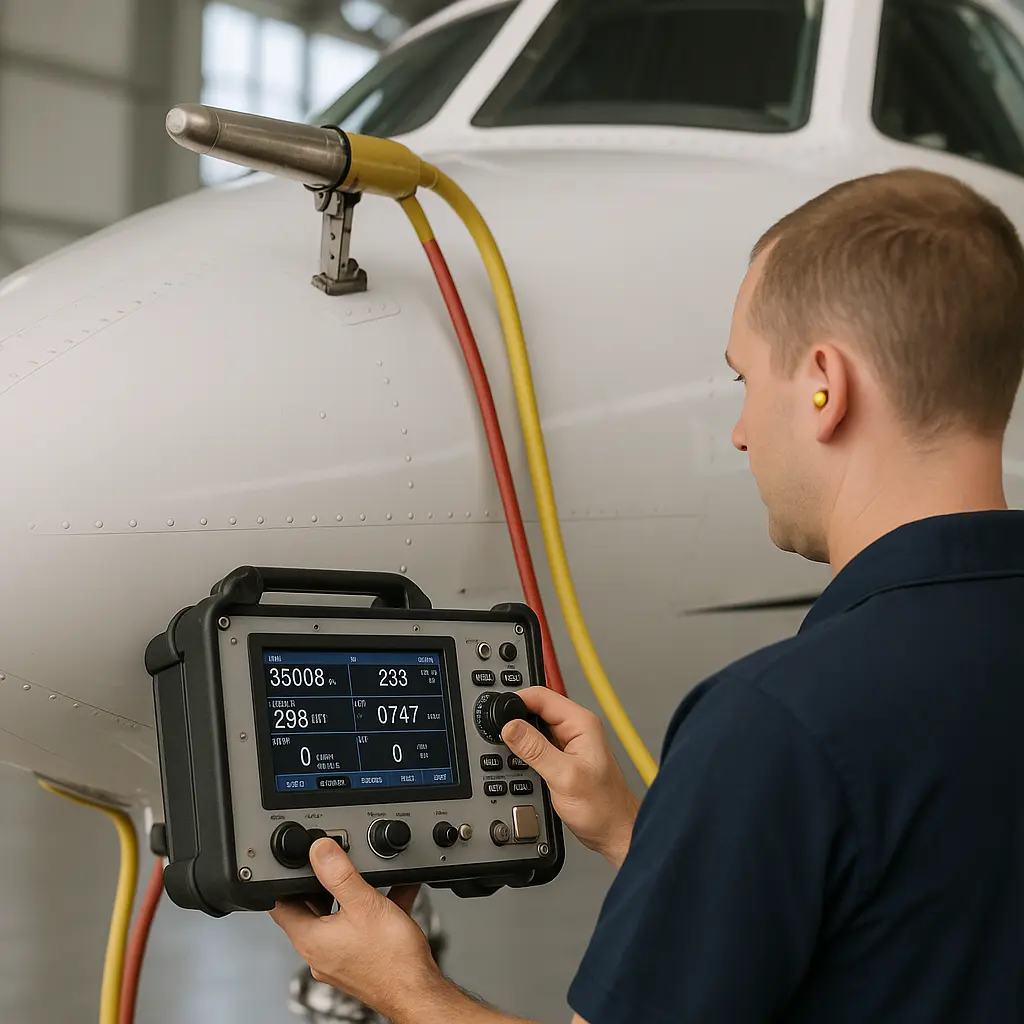 Foto de teste Pitot-Static/Air Data em aeronave