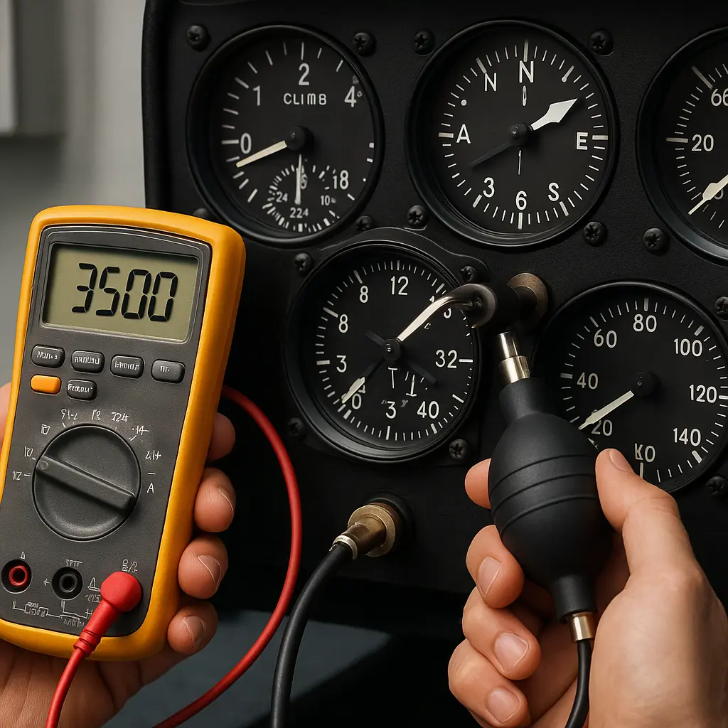 Foto de aferição de instrumentos aeronáuticos