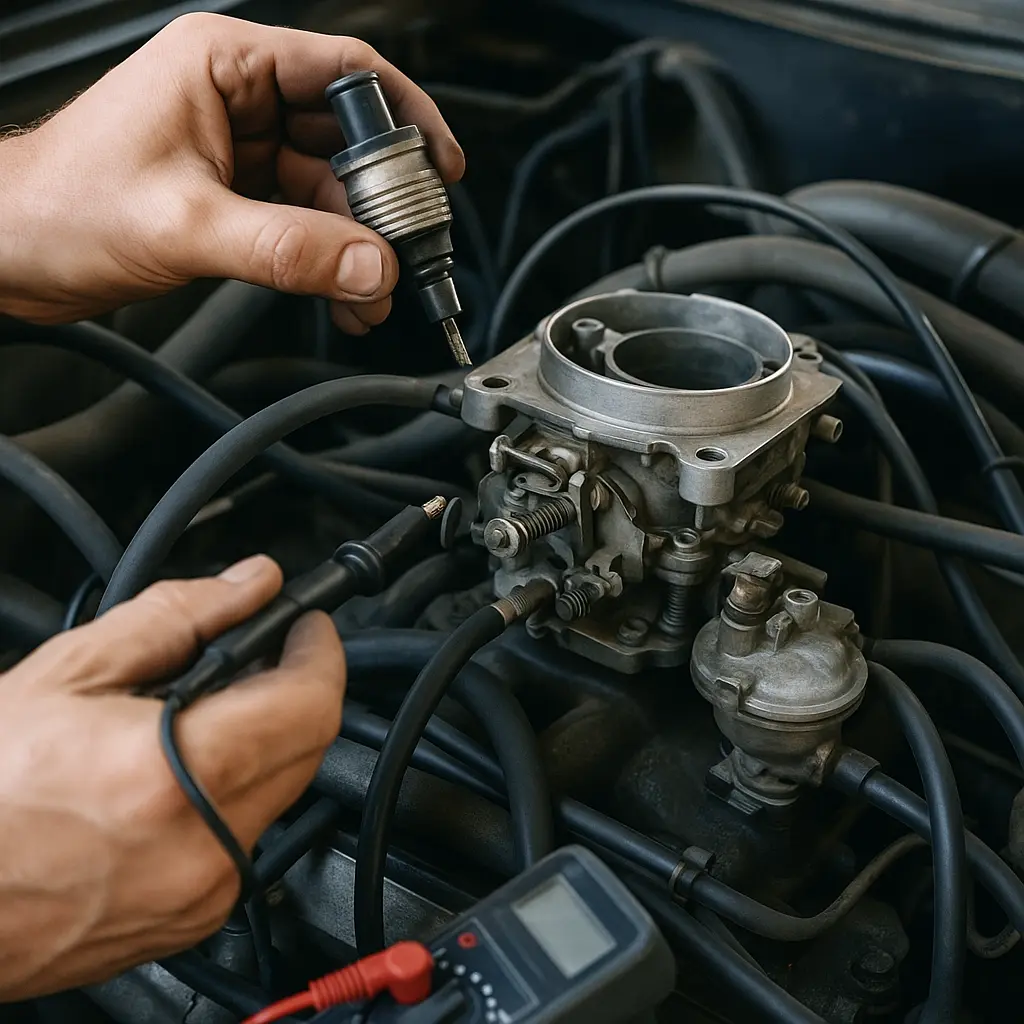 Foto de manutenção de sistema de combustível aeronáutico